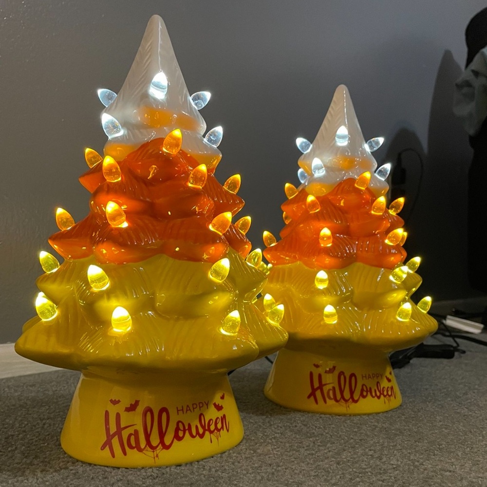 Happy Halloween Light up Candy Corn Tree